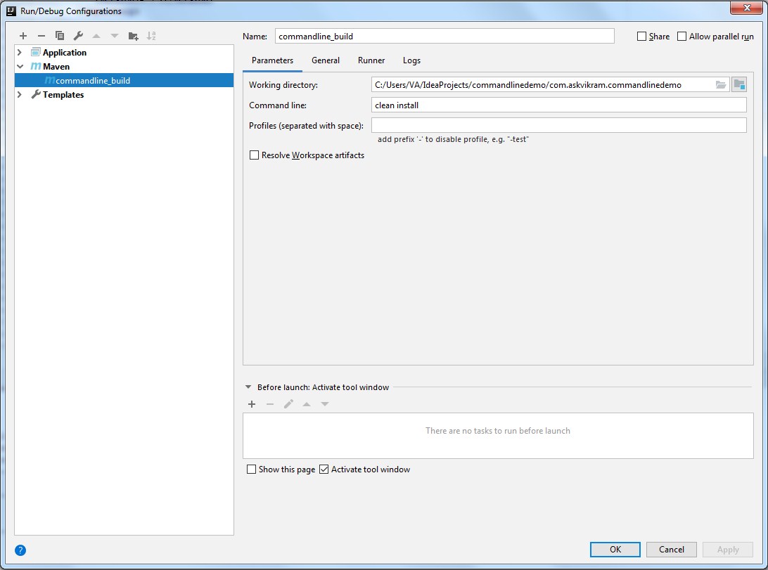 Configuring new Maven configuration