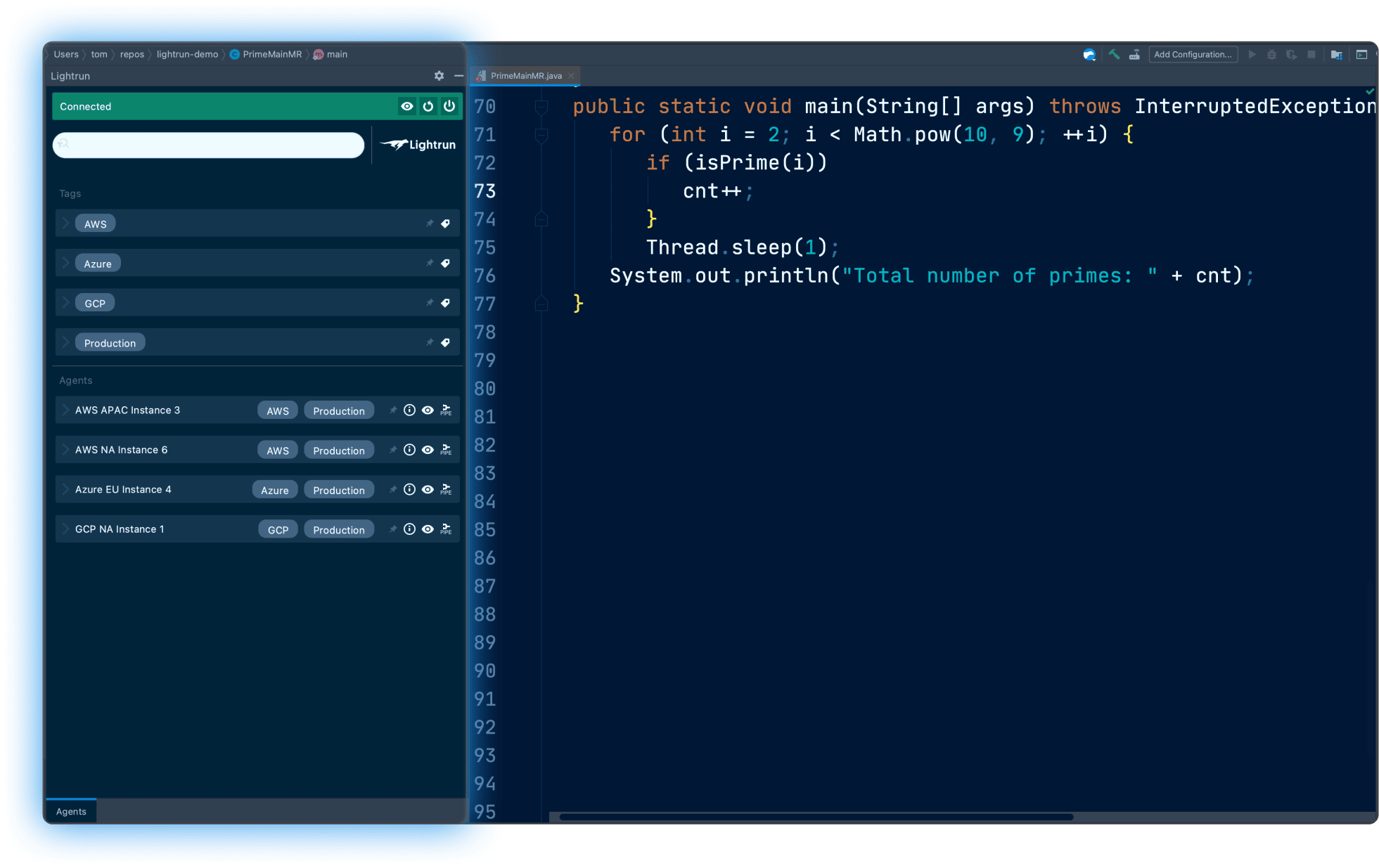 Lightrun plugin in IntelliJ IDEA