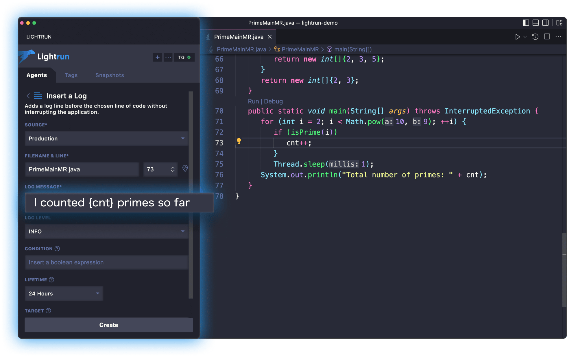 Lightrun plugin in VS Code
