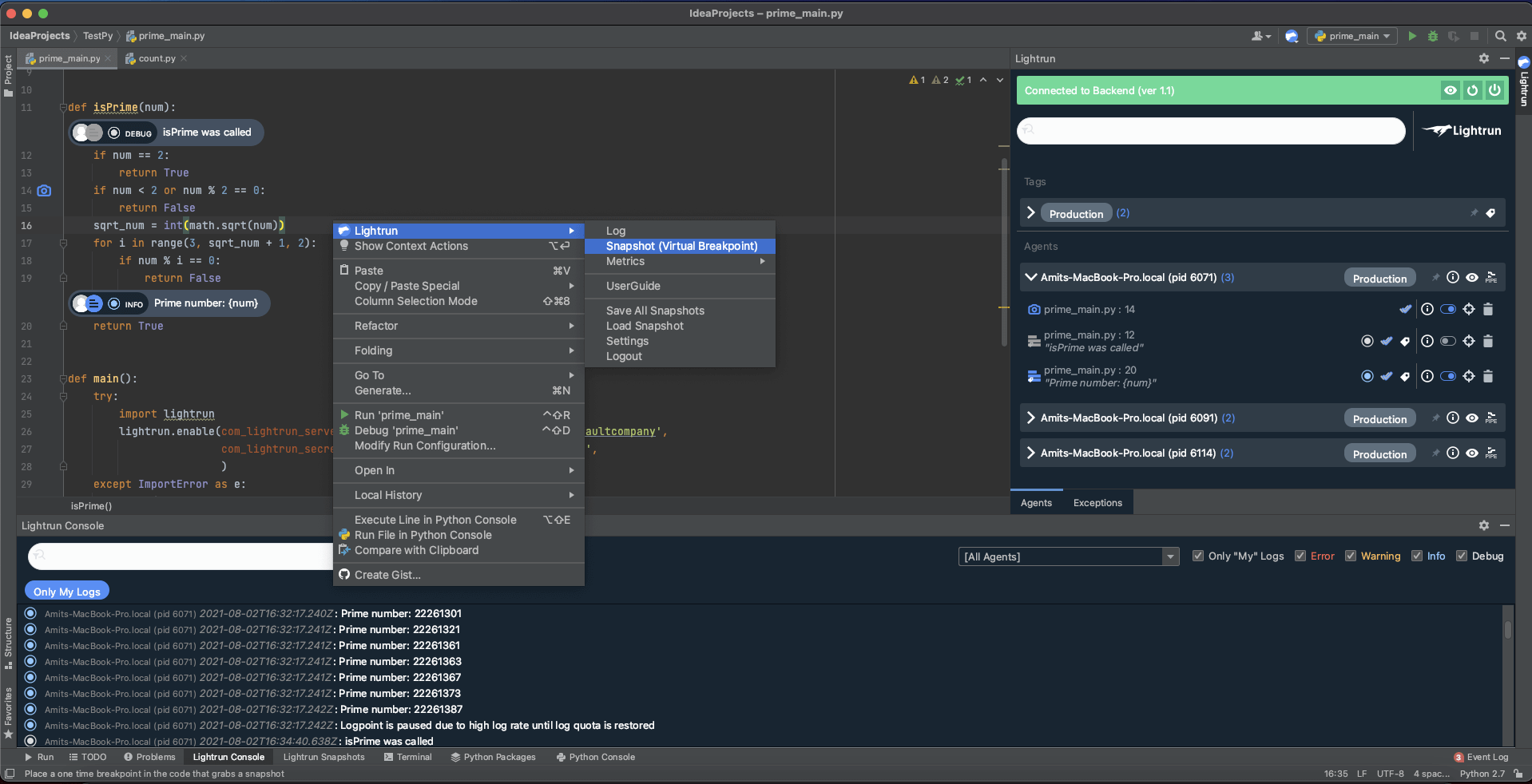 Lightrun for Python