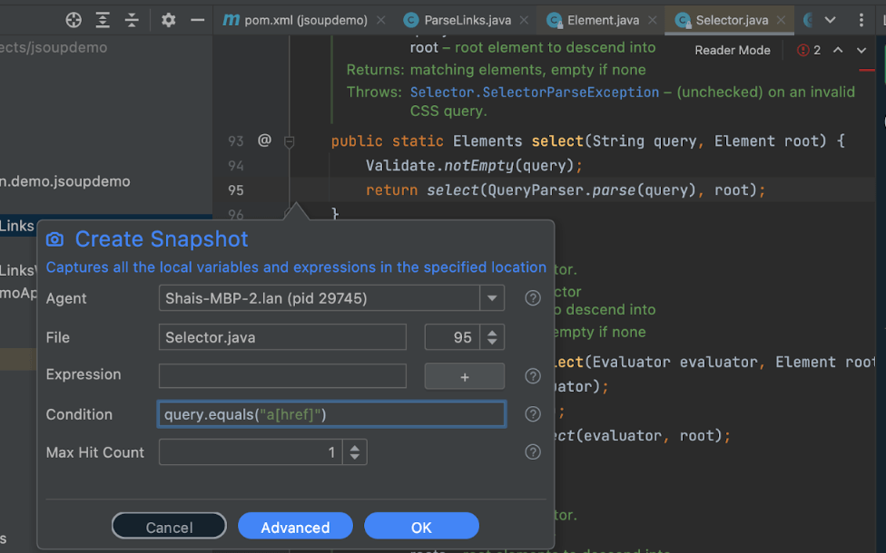 Conditional snapshot with Lightrun