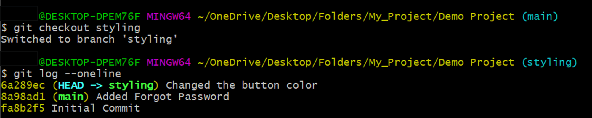 git log --oneline
