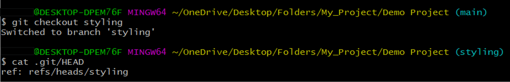 git checkout styling