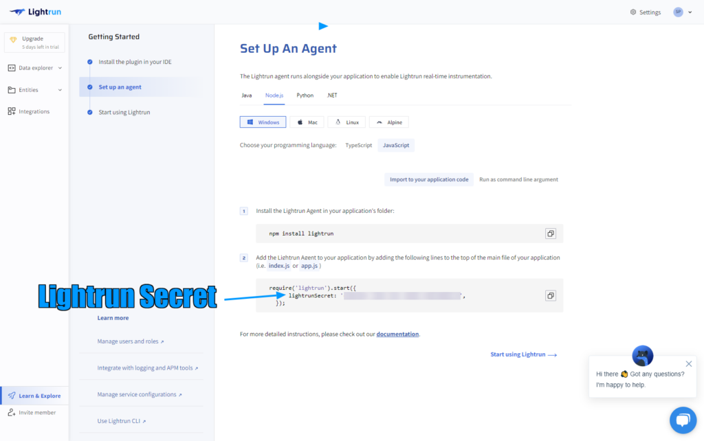 Getting a secret from Lightrun management console