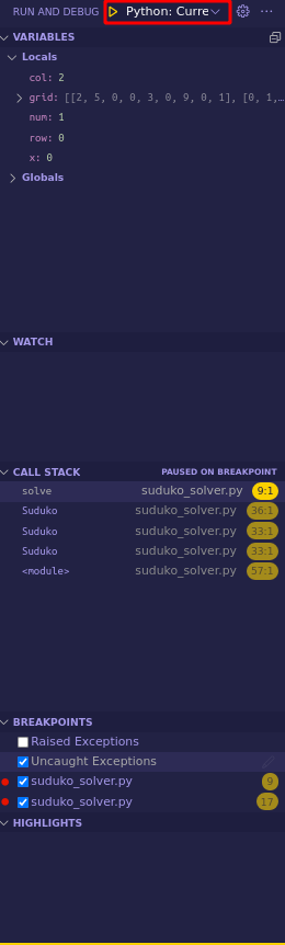 Debug options